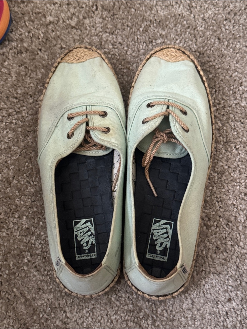 Vans Women's Mint Green Espadrille-Trim Lace-Up Sneakers